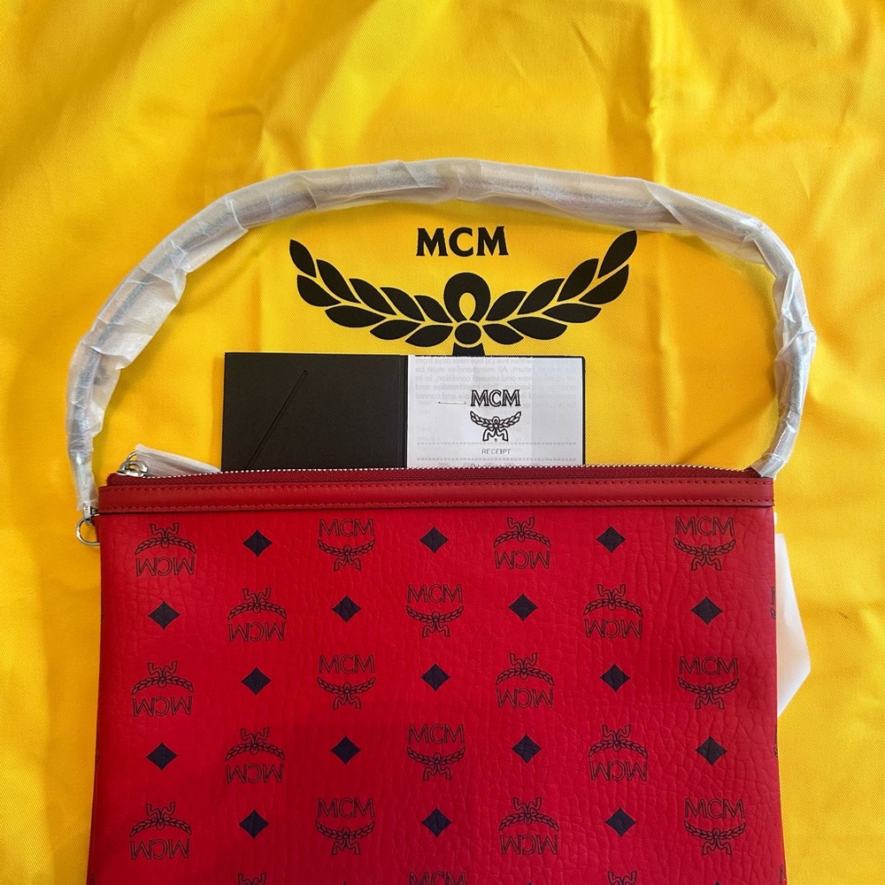MCM Vibrant Red Logo Clutch